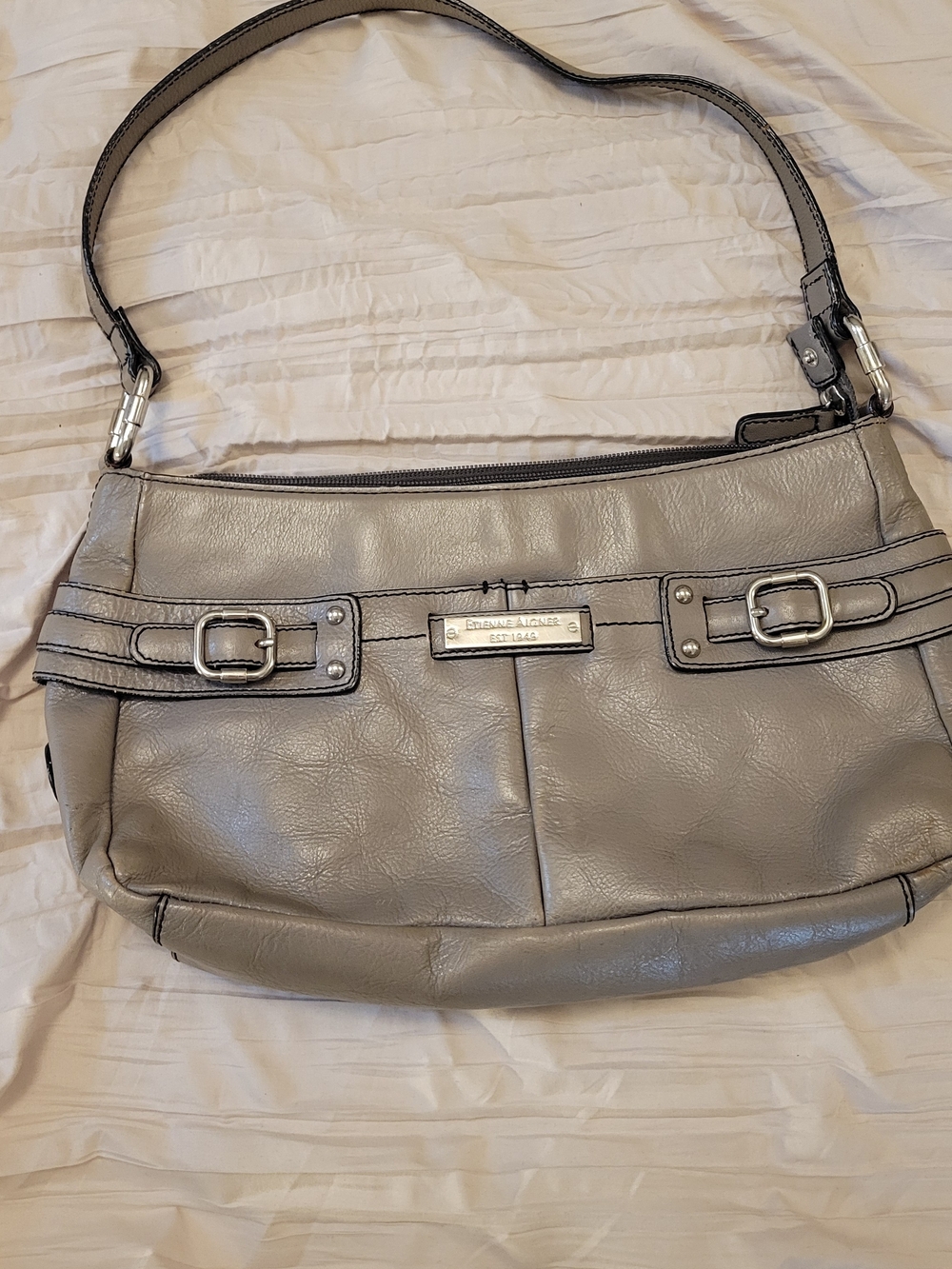 Etienne Aigner Y2K Era  Gray Women's Shoulder Bag - Silver Hardware
